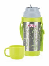 360ML NUBY THERMAL STAINLESS STEEL FLASK CUP BEAKER KIDS TWIN HANDLES CLIK IT