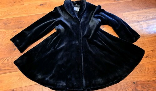 Faux fur swing coat black - faux,