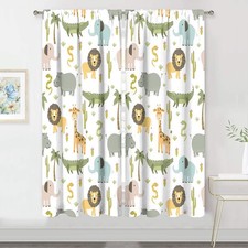 MESHELLY Nursery Safari Animals Curtains 29 (W) X 63(H) Inch Rod Pocket Baby Bo