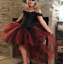 Ladies Long lined Tutu Witch Halloween Skirt sizes 24-30