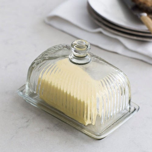 Glass butter dish with lid - butter,