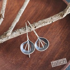 925 Sterling Silver Handmade Flower Long Drop Earrings Boho Unique Beautiful
