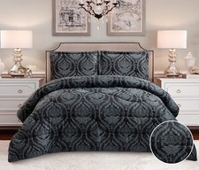 3 Piece Bridal Jacquard Bedspread Comforter Bed Throw with Matching Pillow Shams