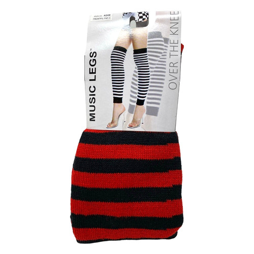 Red black legwarmers stripe - red,