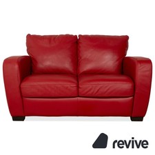 Natuzzi Leather 2 Seater Red Sofa Couch