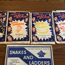 Ellisdons Popular Party Games 1950/60s.~ X 4 & Bell Snakes & Ladders  Set