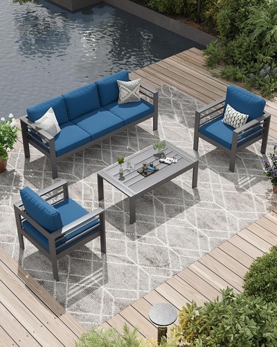 Piece aluminum garden sofa - aluminum,