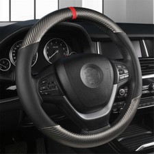 Black Leather 15'' Car Steering Wheel Cover Breathable Anti slip Auto Protection