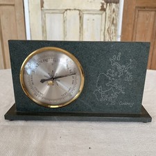 German Made Barometer Encased In Solid Shaped Slate With Orkney Isles Desk Top