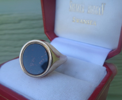 Gold bloodstone signet - bloodstone,