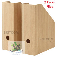 2x New IKEA HÄSTVISKARE Magazine File – Oak Effect Cardboard Desk Storage Holder