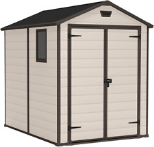 kETER Manor Outdoor Apex Double Door Garden Storage Shed 6 X 8Ft Beige Brown Woo