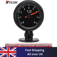 2'' 52mm Rev Counter 0-8000 RPM Analogue Tachometer Tacho Gauge Meter Kit 12V UK