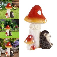 Garden Outdoor Mini Mushroom Hedgehog Resin Statue Decorative Ornament
