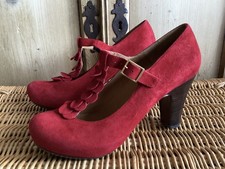 CHIE MIHARA RED SUEDE T-BAR