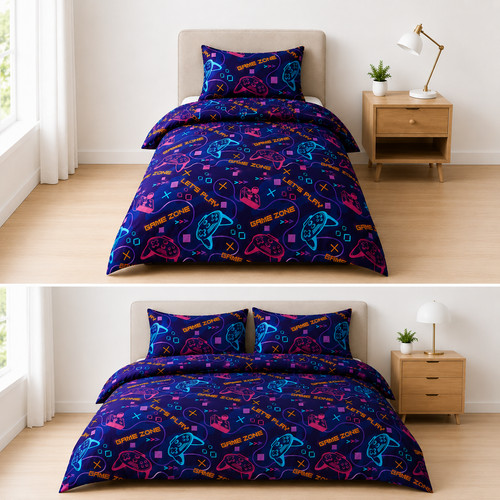 Gamer printed duvet cover with - gamer,