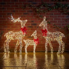 Christmas LED Reindeer Decoration 3pc Set Light Up Xmas Deer Family Large Stag