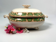 Antique Georgian Tureen Booths Silicon China Porcelain Green Dragon Trim