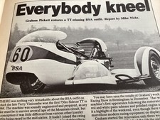 BSA A65 RACING T.T. SIDECAR OUTFIT TERRY VINICOMBE MOTORCYCLE ARTICLE