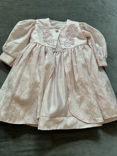Pink satin floral baby girls - satin,