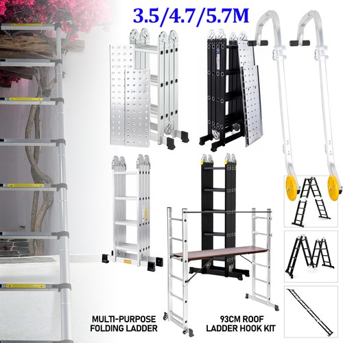 Aluminium folding ladder - aluminium, 3.5