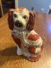 Staffordshire Dog Figurines (single) White / Brown Glazed