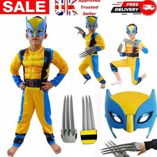 Kids Wolverine Book Day Costume Tight Muscle Suit Cosplay Party Fancy Dress UKKK