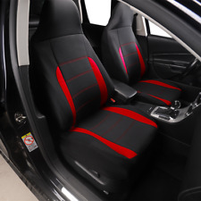 2Pcs Durable Polyester Fabric Highback Front Seat Covers Black/Red Fit For Car