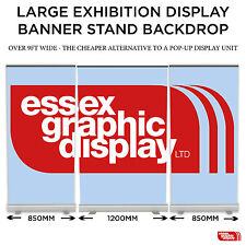 LARGE EXHIBITION DISPLAY 3 BANNER STANDS BACKDROP 1440dpi Printing (1200mm)