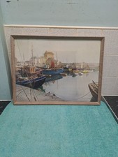 Vintage Vernon Ward Print Framed Art Painting - Silent Harbour- Mevagissey 