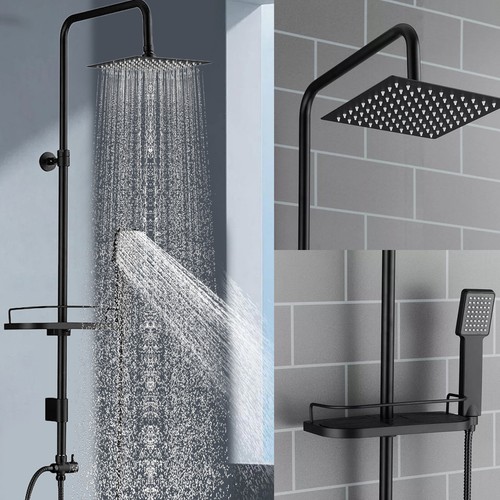 Matt black shower kit square - shower,