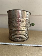 Vintage Metal Bromwells 5 Cup Measuring Flour Sifter Wood Handle Farmhouse FC