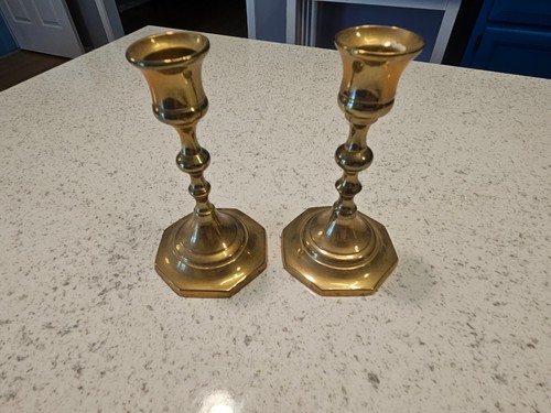 Pair vintage brass candlestick - pair,
