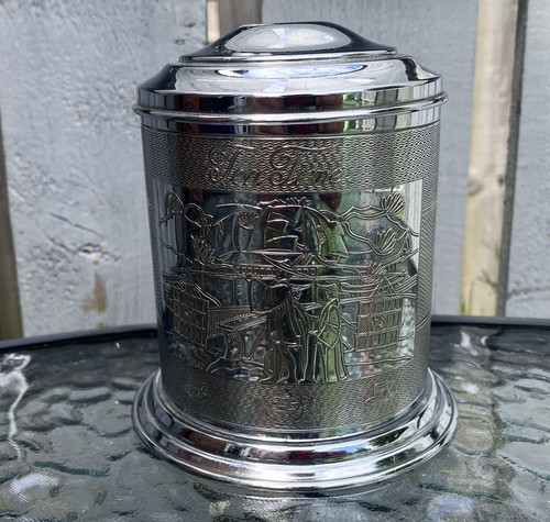 Vintage chrome tea caddy - tea,