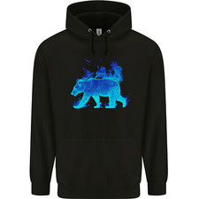 A Blue Flame Grizzly Bear Childrens Kids Hoodie