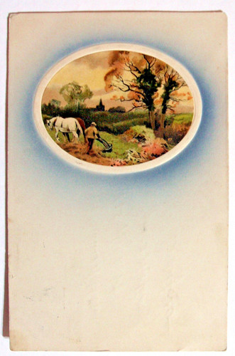 Postcard horse drawn - postcard, plough