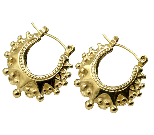 Gold gypsy creole earrings - gf,
