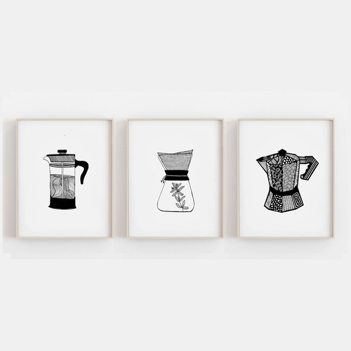 Set coffee prints - 3,