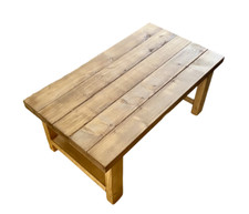 Rustic Solid Wood Coffee Table Chunky Strong Farmhouse Coffee Table