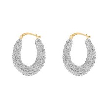 9ct Solid Gold Small Crystal Creole Hoop Earrings