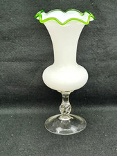 milk Glass Vase with Green