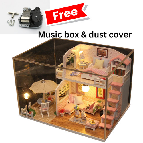 Diy dollhouse kit m033 pink - diy,