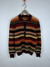 Missoni Men's Multicolor Striped Wool Collared Long Sleeve Sweater Sz 46