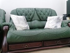 VINTAGE dark green LEATHER