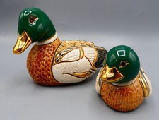 Rinconada De Rosa Mallard Duck and Duckling Figurine Set Hand Painted 774 & 1727