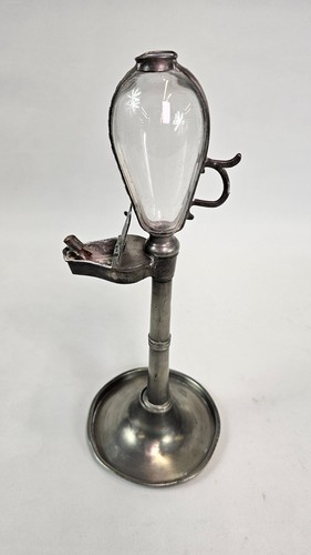 Vintage pewter whale oil - whale, lamp