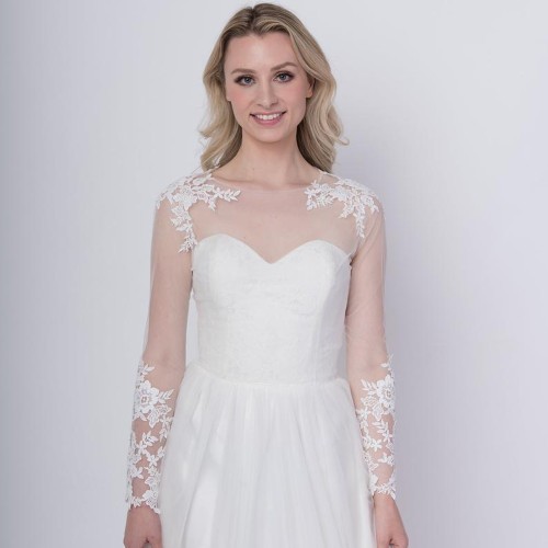 Lace appliques jacket scoop - lace,