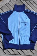 Vintage 1970s Adidas Ventex Track Jacket S/M Light Blue/Navy Great Condition