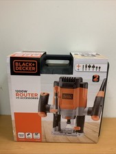 Black+Decker Corded Electric Plunge Router 1200w 1/4in + Case KW1200EKA E