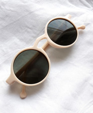 Yacht Ivory Vintage 1930s Art Deco Round Sunglasses UV400 1940s Cream Green WW2